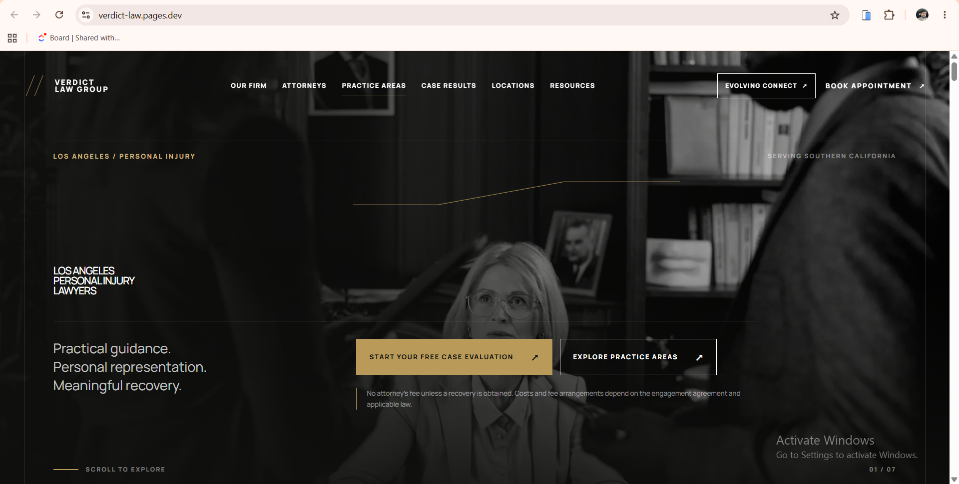 Verdict Law Group website template screenshot